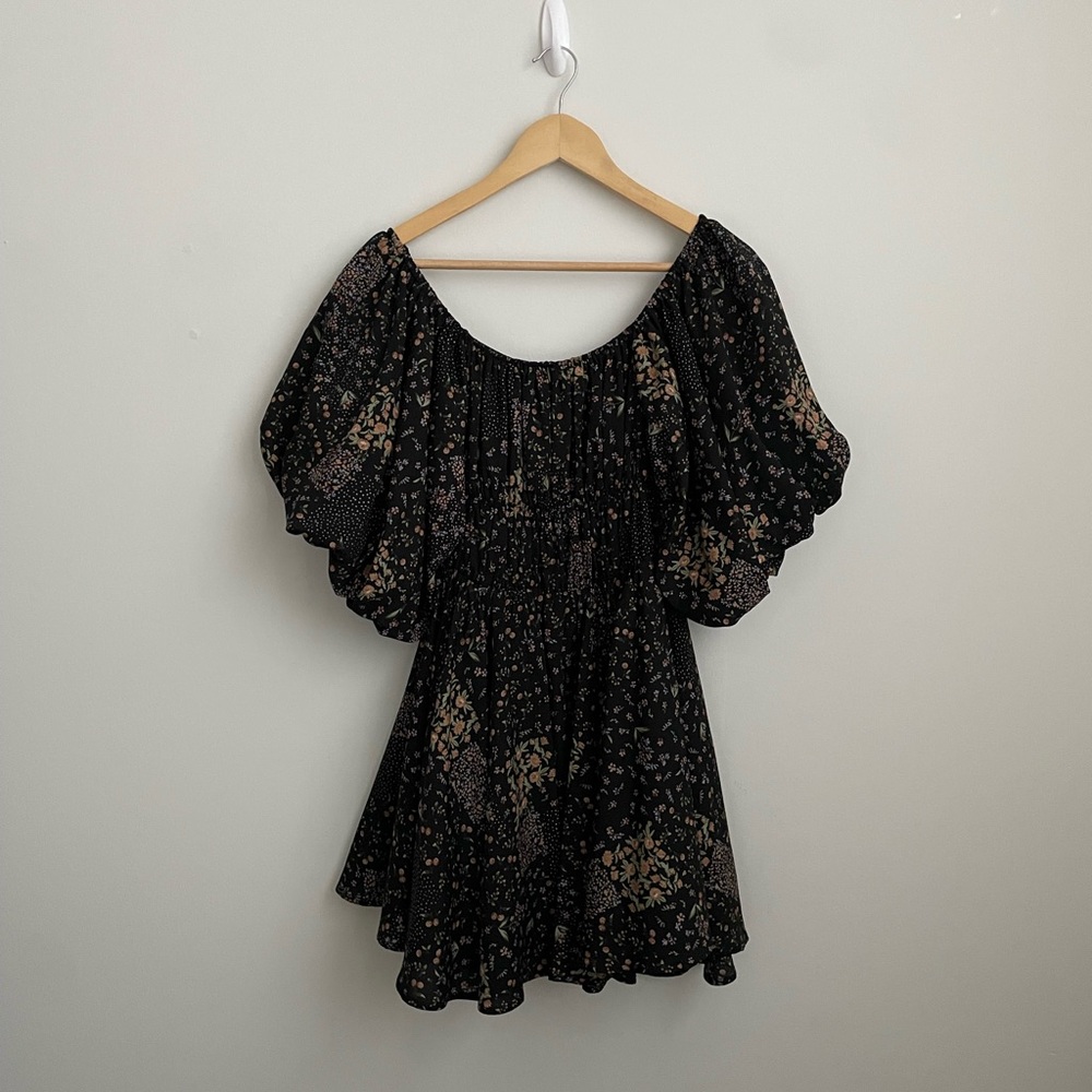 Altar'd State Black Floral Mini Dress